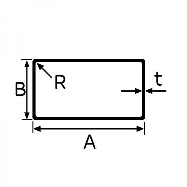 鉄角パイプ(長方形) 100mm×50mm×3.2mm （Ｒ付）　1505mm〜2000mm カット販売｜work-parts｜02