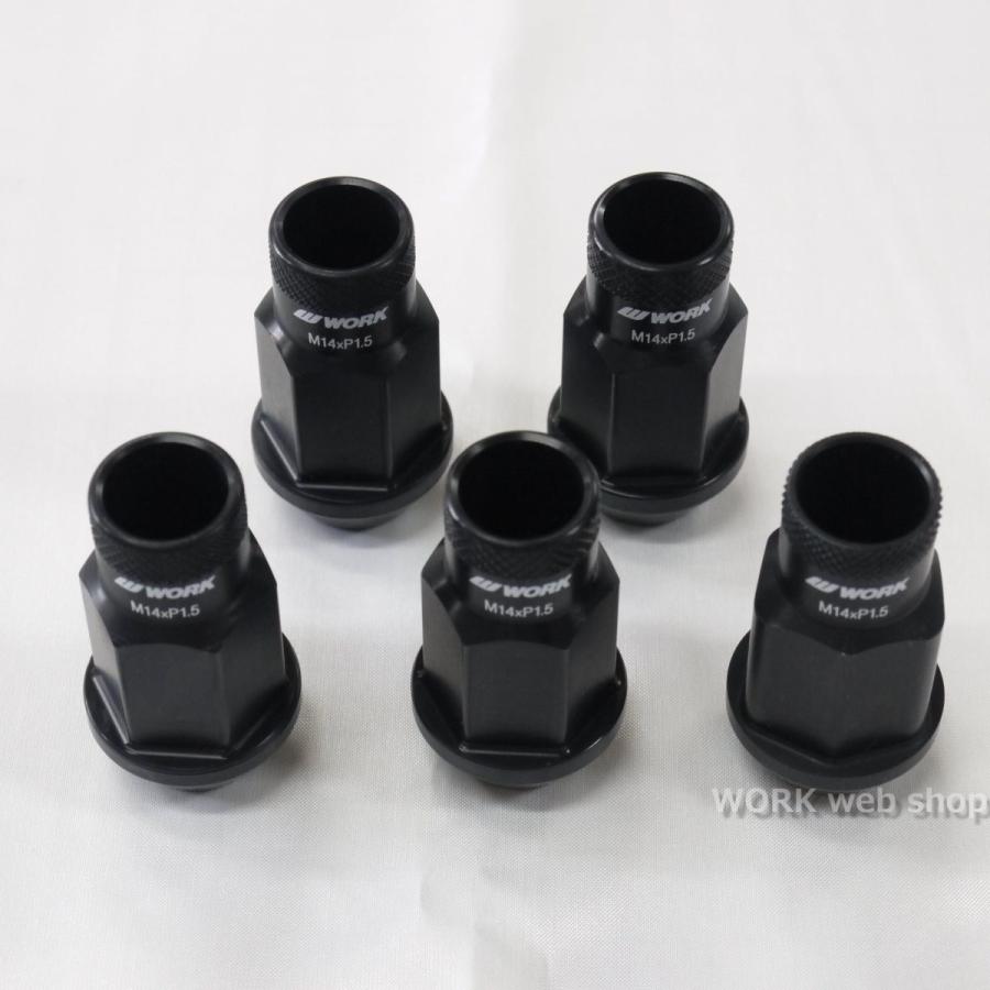 WORK(ワーク) 超々ジュラルミン採用のロックナットセット M14xP1.5 60°テーパー ブラックアルマイト 日本製 軽量＆高強度 FK8  シビックタイプＲなど WORK WORK(ワーク) M14xP1.5 ロックナットセット 20個入り 40系アルファード／ヴェルファイア  レクサスＬＳ、シビック ...