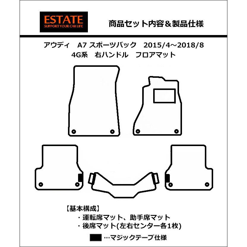 Audi（アウディ） A7 スポーツバック 4G フロアマット ファッショ