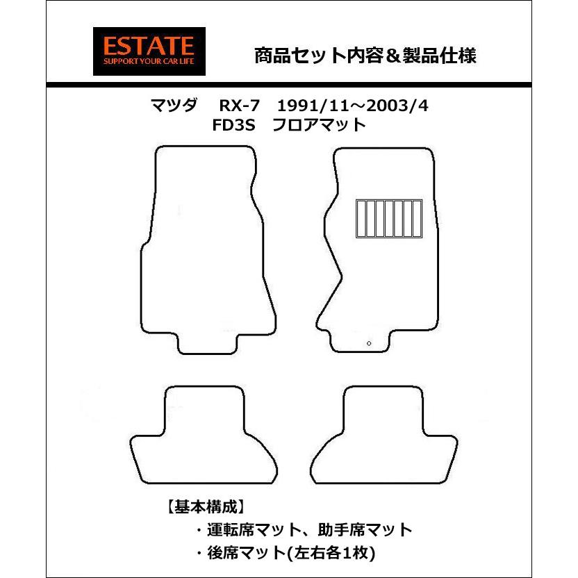 マツダ（Mazda） RX-7 FD3S フロアマット カーマット ファッショナブル 