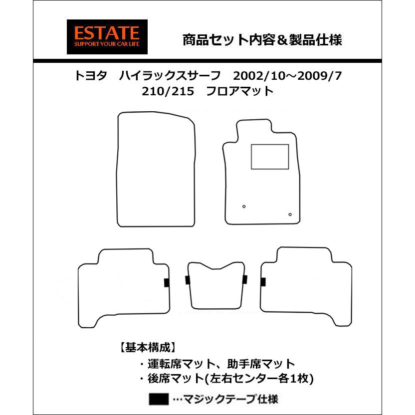 ハイラックス トヨタ ハイラックスサーフ 210 215 ラバーマット フロア