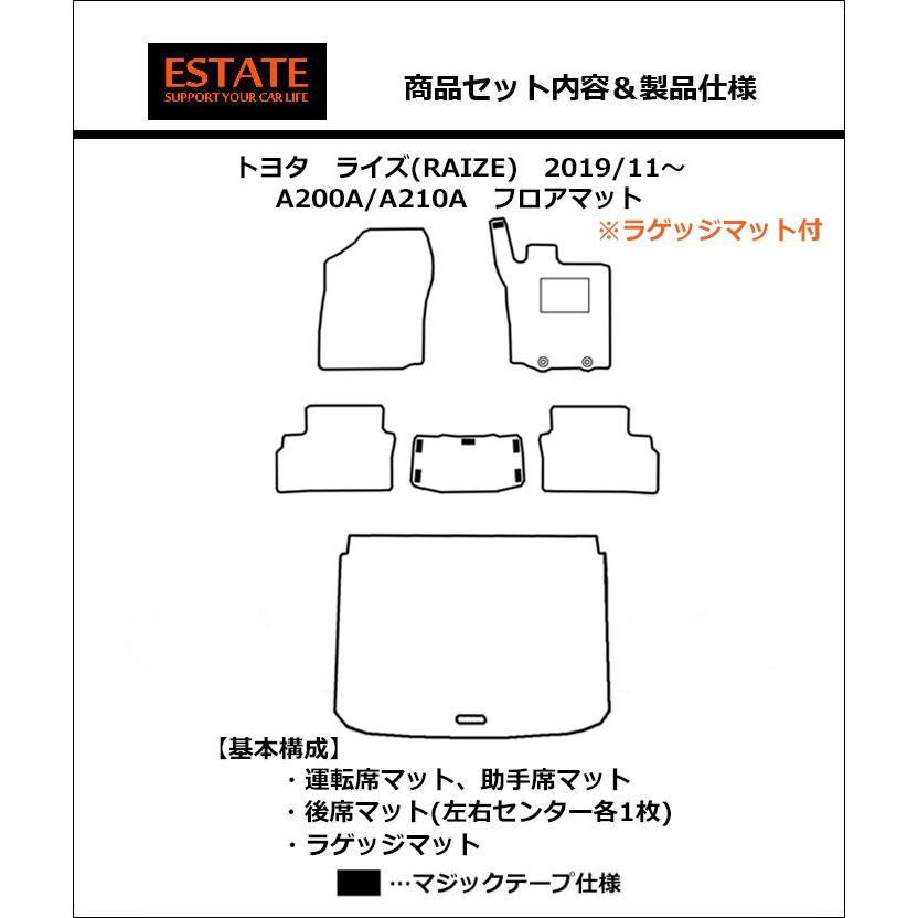 トヨタ ライズ RAIZE ガソリン車 ラゲッジマット付 フロアマット エクセレントシリーズ｜work｜12