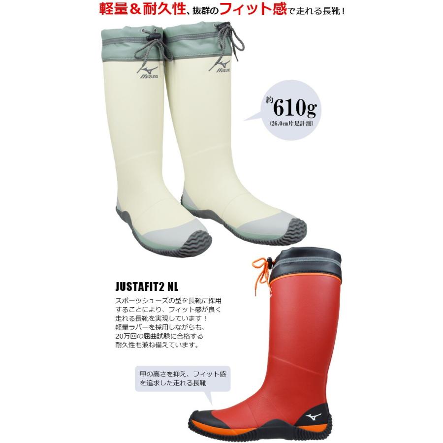 MIZUNO（ミズノ） 長靴 ワークブーツ ジャスタフィットII NL 先芯なし