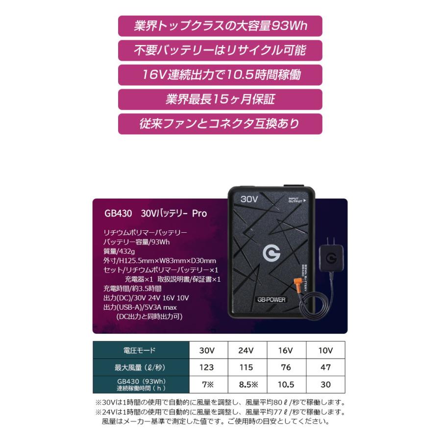 長信ジャパン GB-POWER 2026年 新型 30V ファン バッテリーセット 15