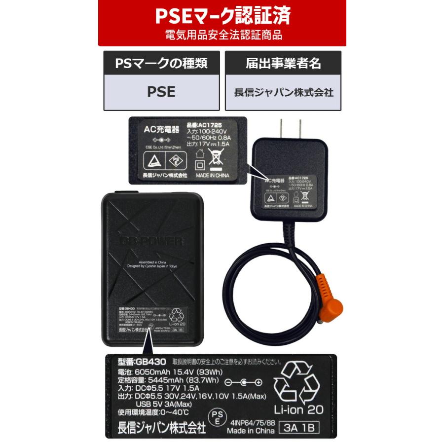 長信ジャパン GB-POWER 2026年 新型 30V ファン バッテリーセット 15