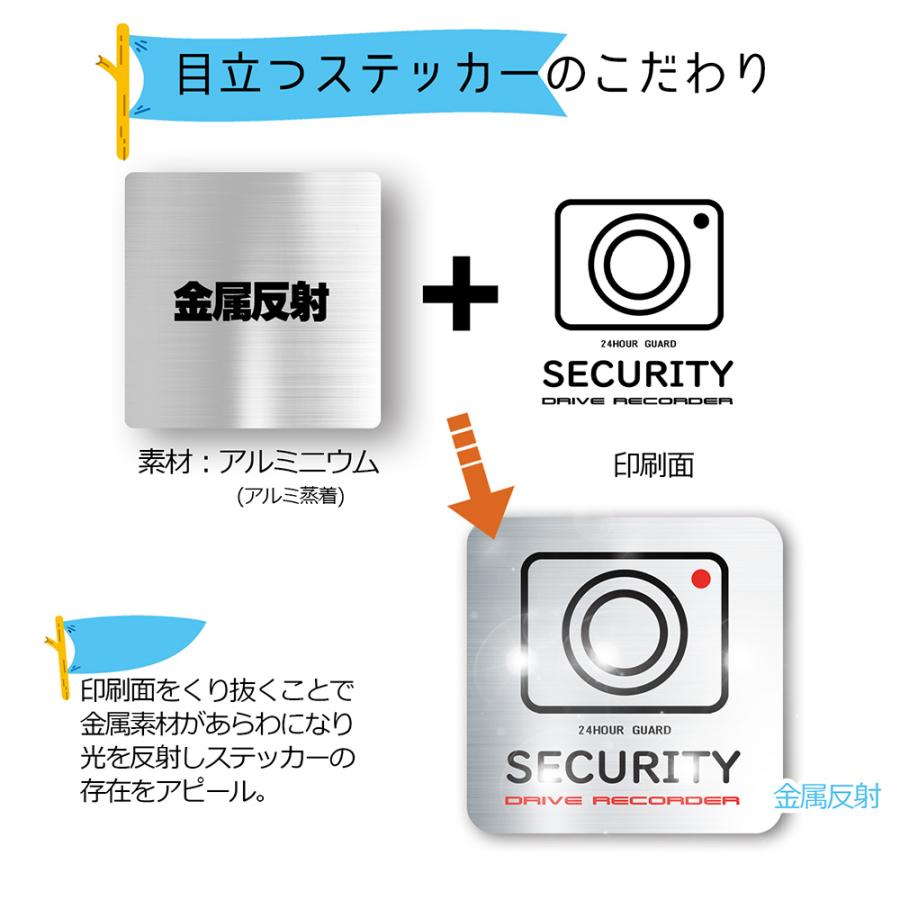 【DESIGNZ】ワーカーセキュリティーステッカー　ドライブレコーダーステッカー　防犯シール(屋外内用：耐光/耐水/耐候)　車載カメラ　後方録画中  ヘアライン |  | 03