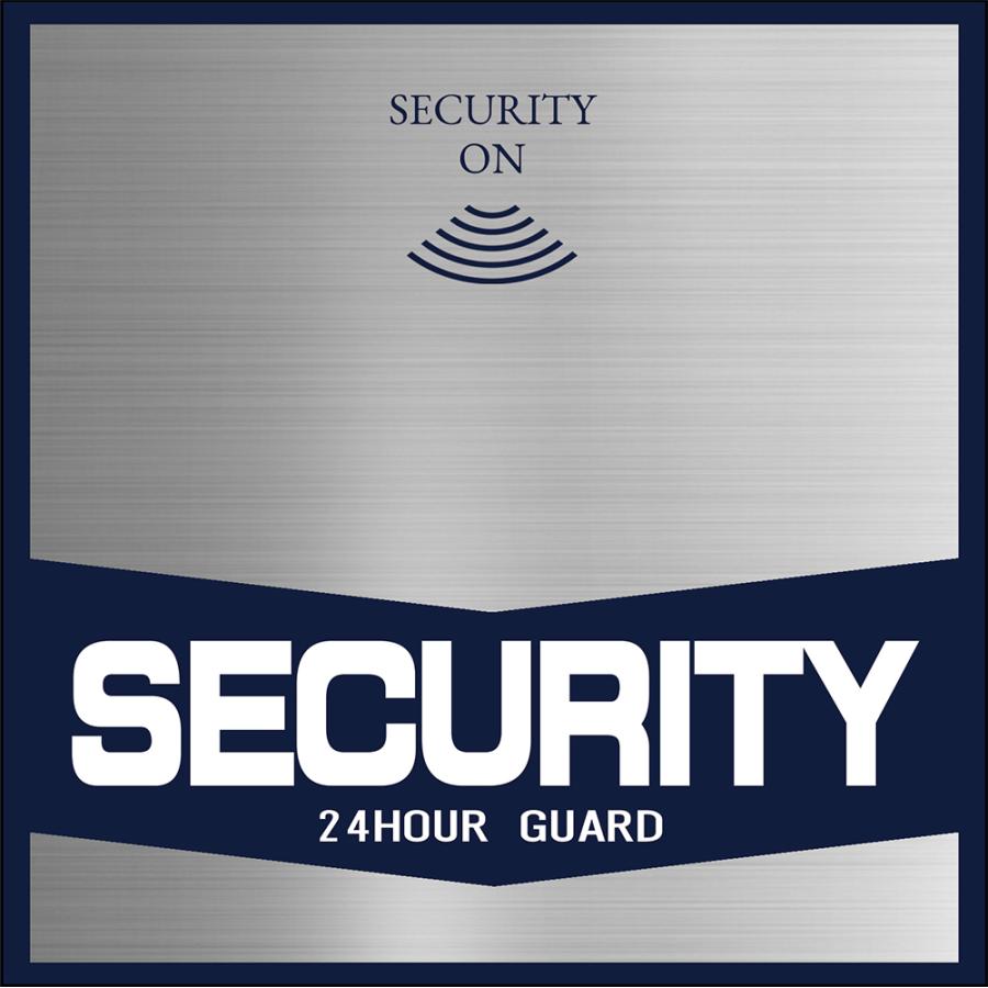 【DESIGNZ】ワーカー防犯ステッカー(屋外内用：耐光/耐水/耐候) セキュリティ防犯ステッカー 人気デザイン 金属素材で色褪せにくく長持ち 日本製 100mm |  | 01