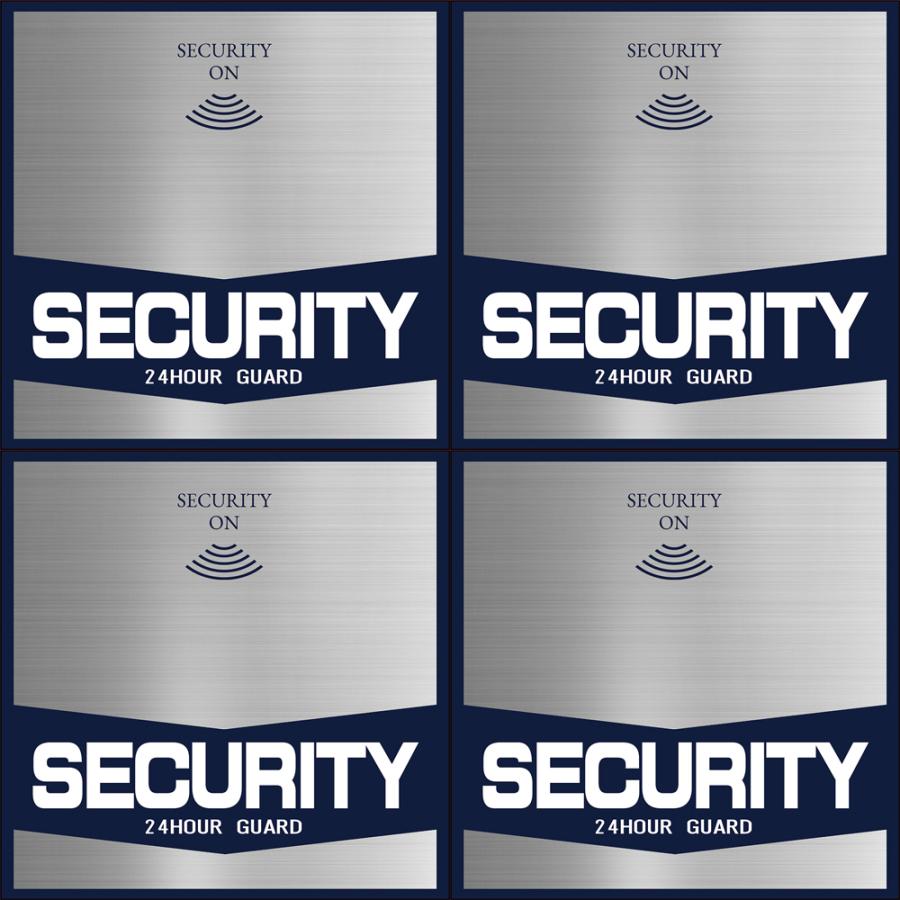 【DESIGNZ】ワーカー防犯ステッカー(屋外内用：耐光/耐水/耐候) セキュリティ防犯ステッカー 人気デザイン 金属素材で色褪せにくく長持ち 日本製  (4面) | 