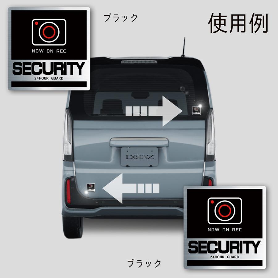 【DESIGNZ】ワーカーセキュリティーステッカー　ドライブレコーダーステッカー　防犯シール(屋外内用：耐光/耐水/耐候)　車載カメラ　後方録画中  ブラック |  | 02