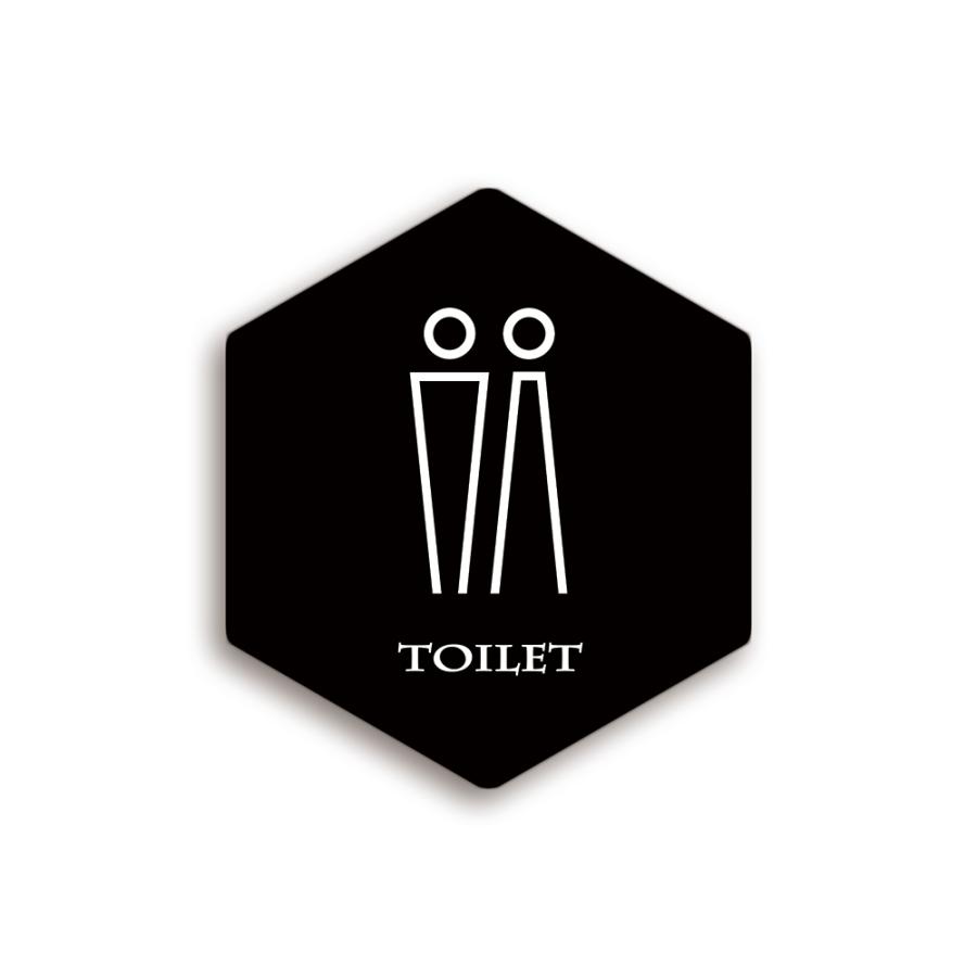 【DESIGNZ】デザインズピクトグラムサイン TYPE-G：ヘキサゴン (TOILET)(ブラック) アクリル素材 (両面テープ付) オシャレ空間を演出するピクトグラム 日本製 | 
