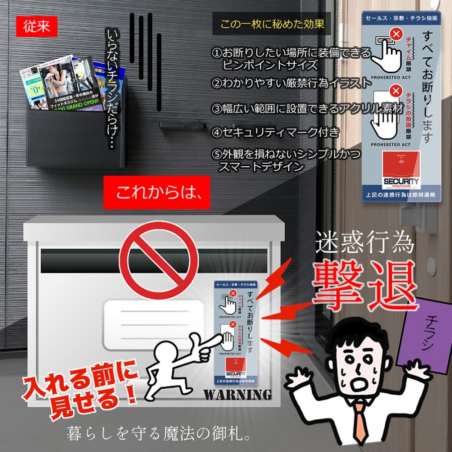 【DESIGNZ】ワーカーメッセージシリーズ アクリルプレート 迷惑行為防止(インターホン・宗教・チラシ投函お断り)  インターホンサイズ (ライトブルー) |  | 04