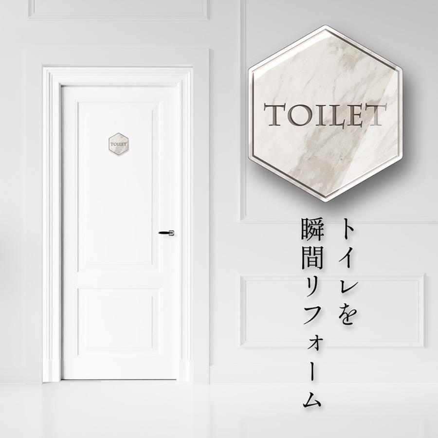 【DESIGNZ】デザインズピクトグラムサイン TYPE-O：ヘキサゴン (TOILET)(大理石調＆彫刻風) アクリル素材 オシャレ空間を演出するピクトグラム |  | 01