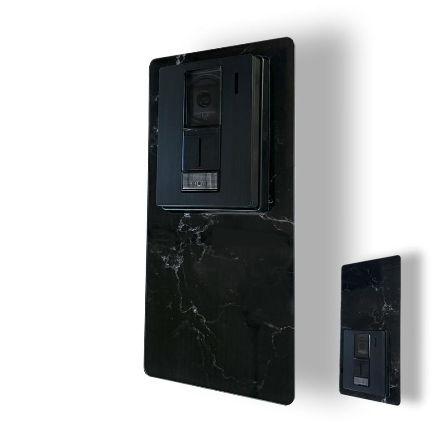【MESEBOスマート】インターホン用アクセサリー 玄関周りをおしゃれに変える「着せ替え伝言ボード」アクリル素材 両面テープ付 日本製 (上下タイプ:大理石調A) | 