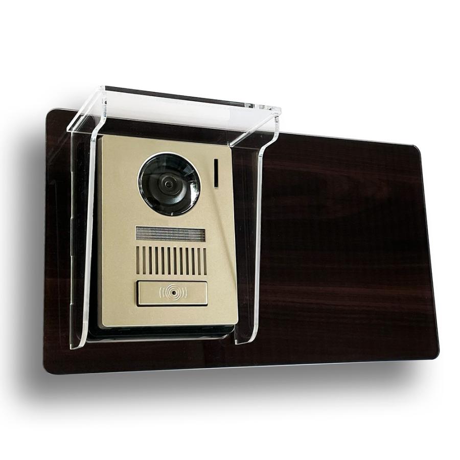 【MESEBOレインシールド】インターホン カバー「スマートな着せ替え伝言ボード、プラス、インターホンを雨風から守る究極のソリューション」左部設置:ウッド調A | 