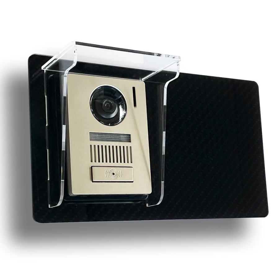 【MESEBOレインシールド】インターホンカバー「スマートな着せ替え伝言ボード、プラス、インターホンを雨風から守る究極のソリューション」左部設置:カーボン調A | 