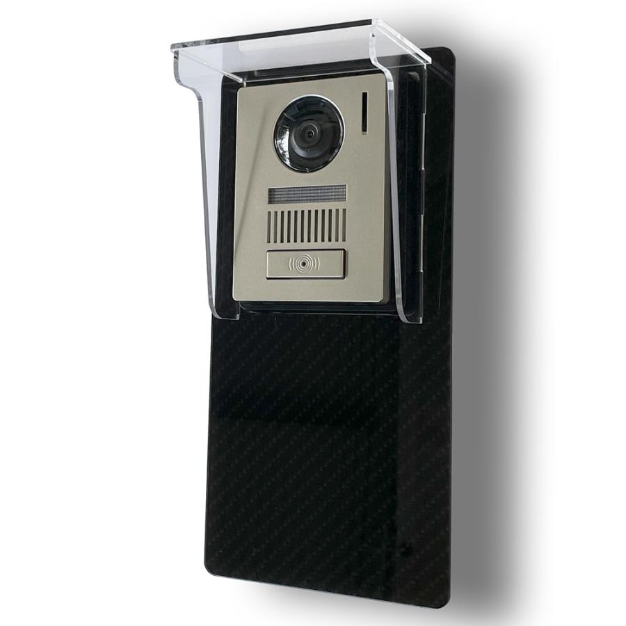 【MESEBOレインシールド】インターホンカバー「スマートな着せ替え伝言ボード、プラス、インターホンを雨風から守る究極のソリューション」上部設置:カーボン調A | 