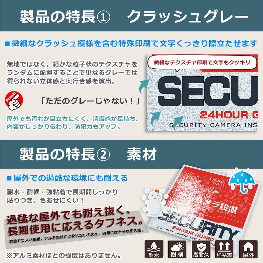 WORKER ワーカー防犯ステッカー　(防犯カメラ設置)（屋外内用：耐光/耐水/耐候）色褪せにくく長持ち 日本製 (レッド＆クラッシュグレー(塩ビ) 150mm) |  | 03