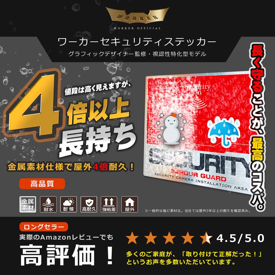WORKER ワーカー防犯ステッカー （屋外内用：耐光/耐水/耐候） セキュリティシール  金属素材で色褪せにくく長持ち 日本製 70mm |  | 01