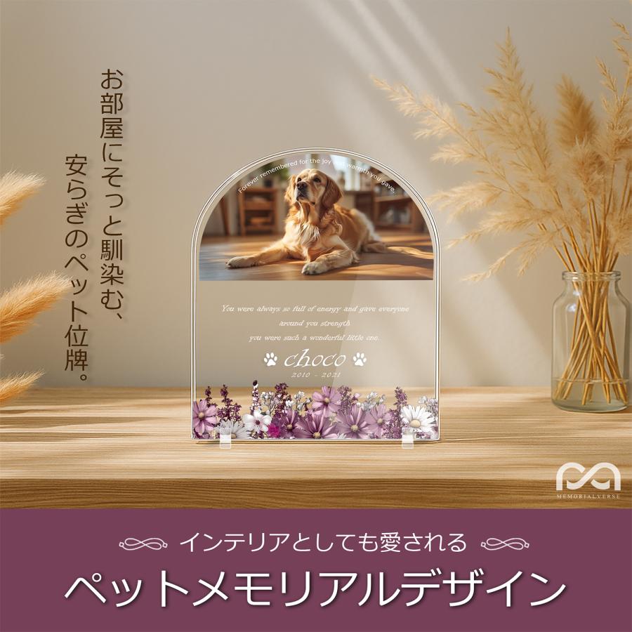 【ペットメモリアル】ペット位牌 犬 猫  名入れ おしゃれアクリルプレート オーダーメイド デザイナー仕上げ 日本製   (クリア, コスモス) |  | 01
