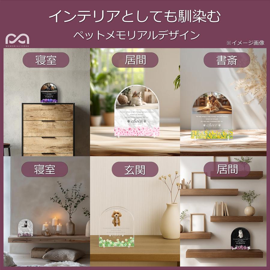 【ペットメモリアル】ペット位牌 犬 猫  名入れ おしゃれアクリルプレート オーダーメイド 首輪タイプ 日本製 (アジサイ, 大理石調ホワイト・首輪小) |  | 06