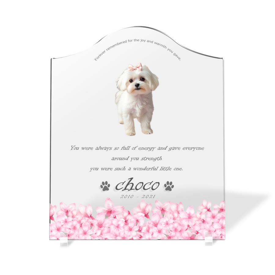 【ペットメモリアル】ペット位牌 犬 猫  名入れ おしゃれアクリルプレート オーダーメイド デザイナー仕上げ 日本製   (サクラ, クリア) | 