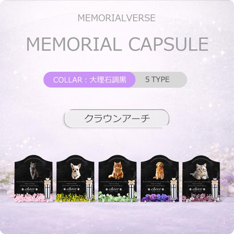 【ペットメモリアル】ペット位牌 犬 猫 名入れ おしゃれアクリルプレート オーダーメイド 日本製 メモリアルカプセル付 (シロツメクサ, 大理石調ブラック) |  | 01