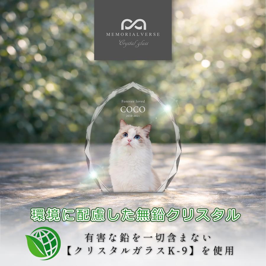 【メモリアルバース｜クリスタル位牌｜クレスタ】ペット位牌 ペット仏具 犬 猫  思い出 名入れ クリスタルガラス オーダーメイド  日本製 (プレーン M) |  | 03