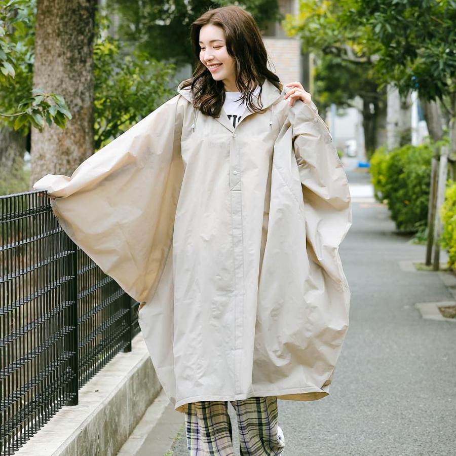 レインポンチョ レディース フード付き 防水 イベント フェス レジャー 軽い 軽量 おしゃれ ロング丈 カッパ 雨具 リュック AH-305 EVAレインポンチョ | AME TO HARE | 13