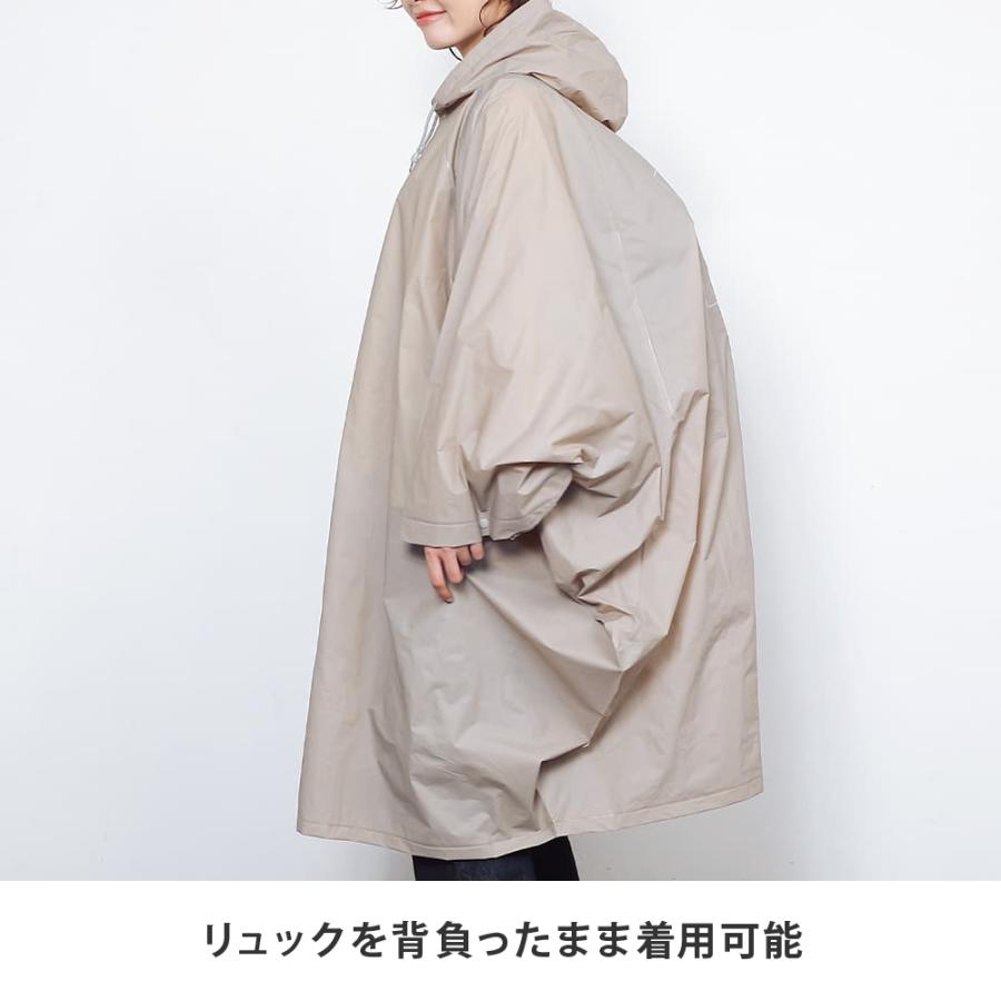 レインポンチョ レディース フード付き 防水 イベント フェス レジャー 軽い 軽量 おしゃれ ロング丈 カッパ 雨具 リュック AH-305 EVAレインポンチョ | AME TO HARE | 07