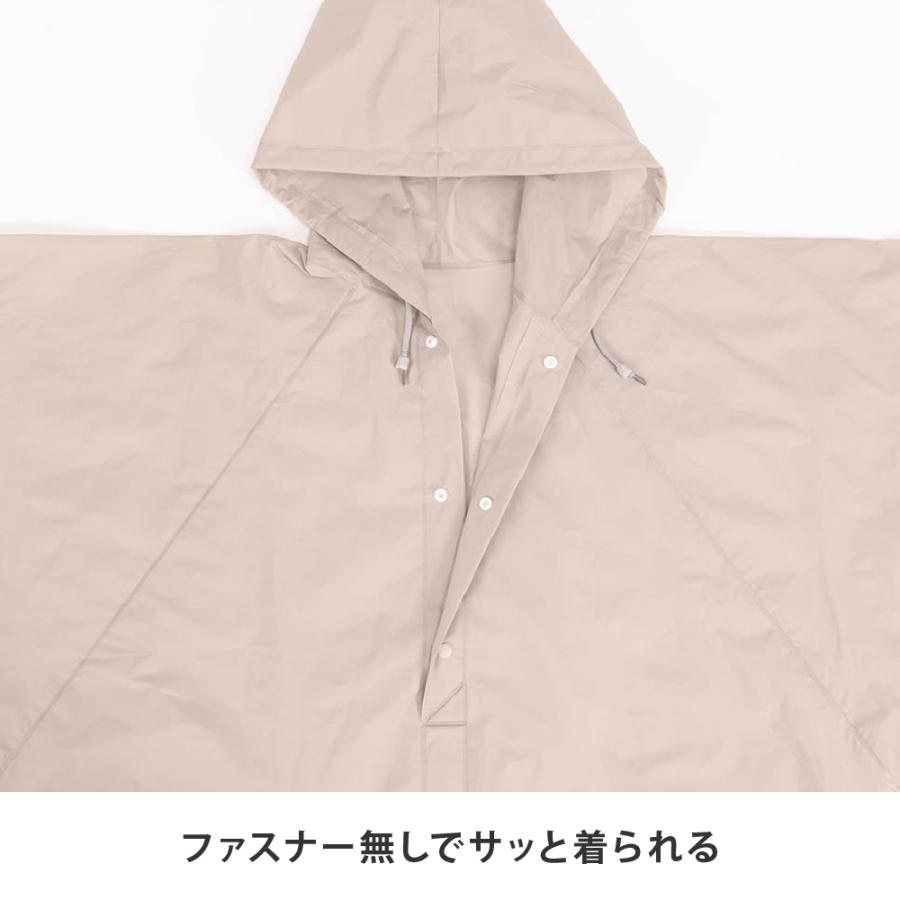 レインポンチョ レディース フード付き 防水 イベント フェス レジャー 軽い 軽量 おしゃれ ロング丈 カッパ 雨具 リュック AH-305 EVAレインポンチョ | AME TO HARE | 08