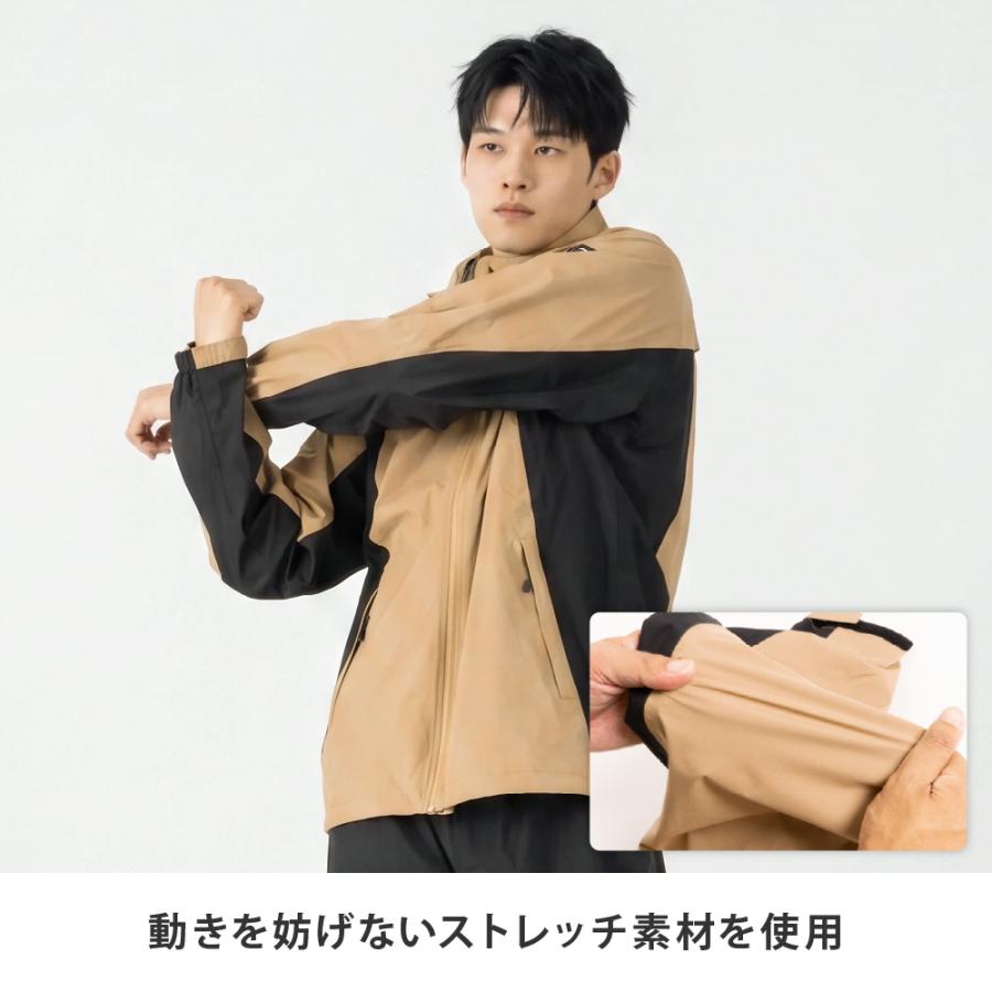 レインスーツ ストレッチ ベンチレーション 裏メッシュ メンズ レディース 通勤 防水 透湿 高機能 自転車 雨具 AH-401 アクティブベントレインスーツ | AME TO HARE | 06