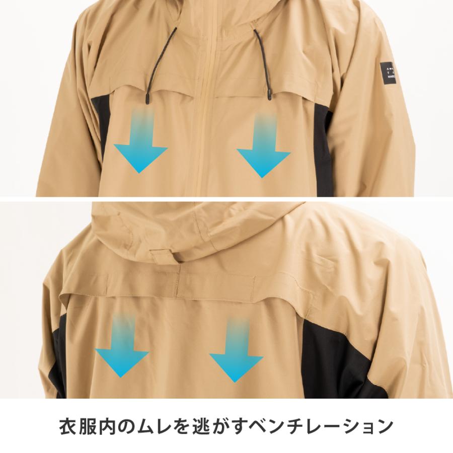 レインスーツ ストレッチ ベンチレーション 裏メッシュ メンズ レディース 通勤 防水 透湿 高機能 自転車 雨具 AH-401 アクティブベントレインスーツ | AME TO HARE | 07