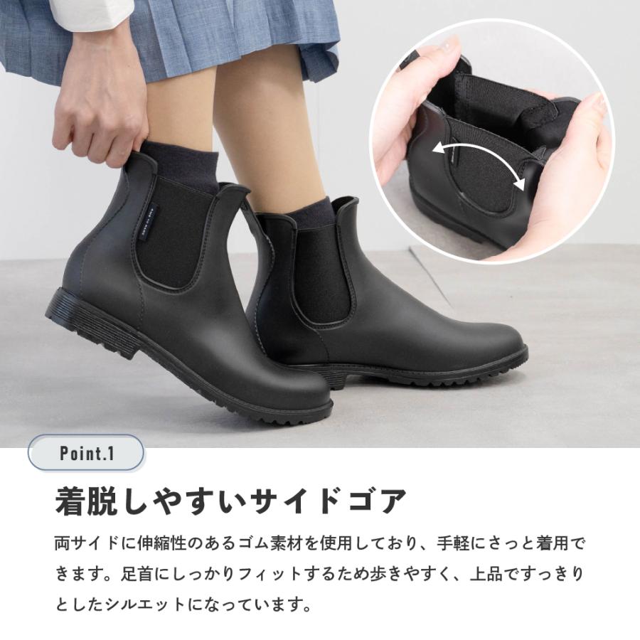 レインブーツ レディース おしゃれ 雨 防水 ショート 長靴 雨靴 サイドゴア レインシューズ 通勤 通学 梅雨 AH-601 PVCサイドゴアレインブーツ | カジメイク | 05