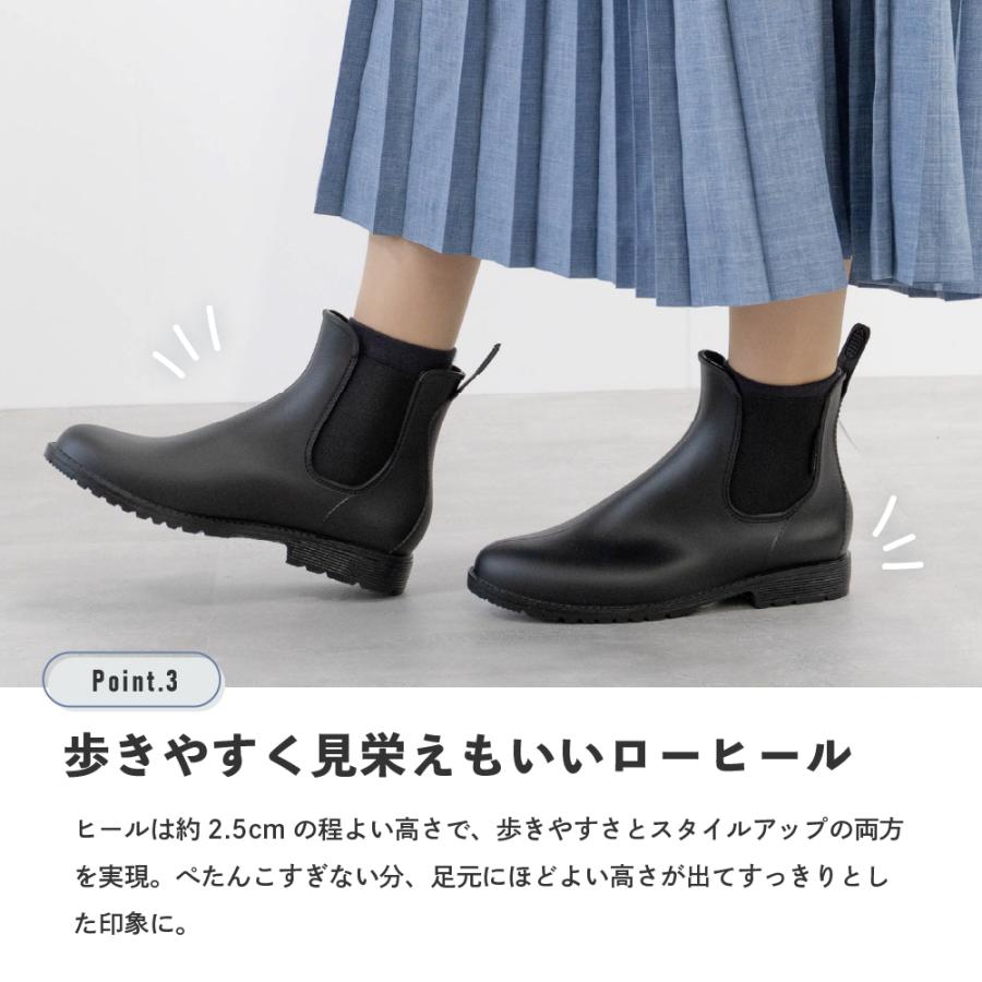 レインブーツ レディース おしゃれ 雨 防水 ショート 長靴 雨靴 サイドゴア レインシューズ 通勤 通学 梅雨 AH-601 PVCサイドゴアレインブーツ | カジメイク | 06