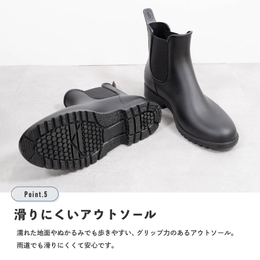 レインブーツ レディース おしゃれ 雨 防水 ショート 長靴 雨靴 サイドゴア レインシューズ 通勤 通学 梅雨 AH-601 PVCサイドゴアレインブーツ | カジメイク | 08
