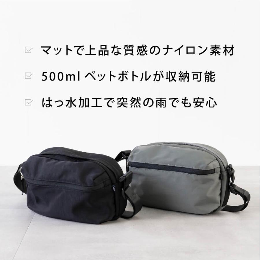 ショルダーバッグ レディース 斜めがけ サブバッグ きれいめ 軽量 軽い メンズ  ナイロン 軽い 仕切り 旅行 ミニ おしゃれ 黒 AH-702 スムースミニショルダー | AME TO HARE | 03