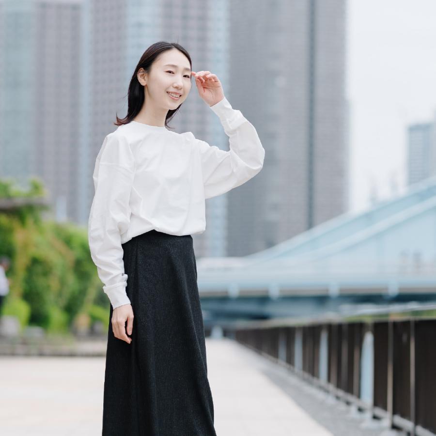 Tシャツ レディース 長袖 汗染み防止 防汚加工 UVカット UPF50+ UV対策 紫外線対策 シンプル ゆったり 体型カバー 形態安定 AH-1001 レディース長袖Tシャツ | AME TO HARE | 11