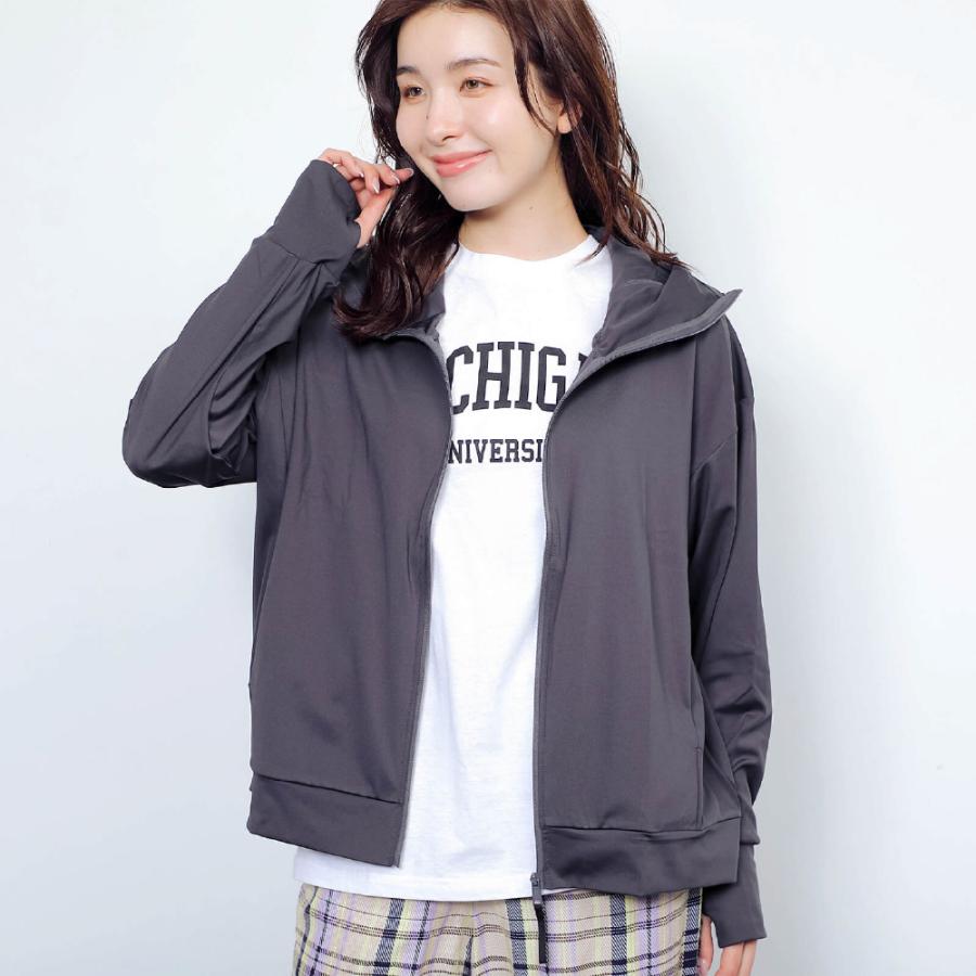 UVカット パーカー レディース 長袖 UPF50+ UV UV対策 紫外線対策 花粉防止 シンプル かわいい ゆったり 指穴 顔まで AH-1003 レディースUVパーカー | AME TO HARE | 13