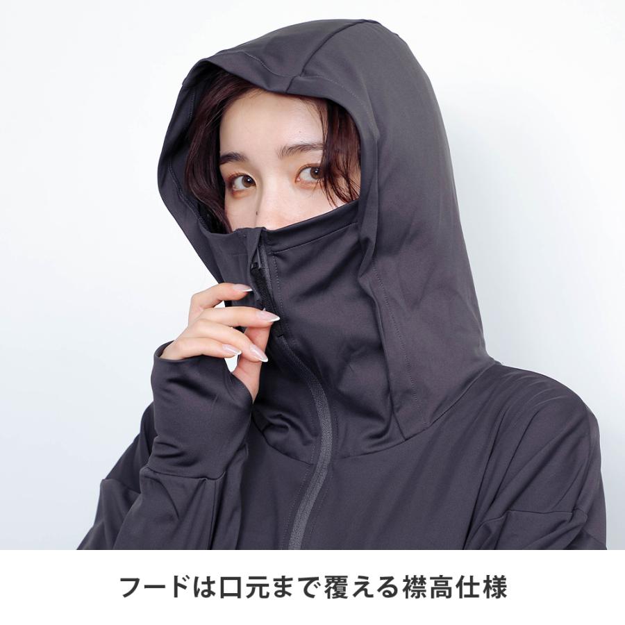 UVカット パーカー レディース 長袖 UPF50+ UV UV対策 紫外線対策 花粉防止 シンプル かわいい ゆったり 指穴 顔まで AH-1003 レディースUVパーカー | AME TO HARE | 07