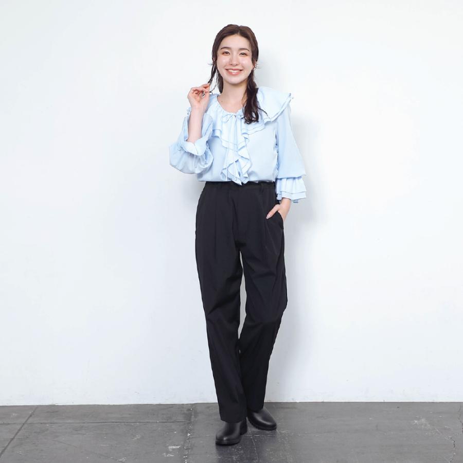 パンツ スラックス タックパンツ レディース メンズ 夏 涼しい 汗染み防止 防汚加工 形態安定 UVカット 紫外線カット AH-1004 はっ水ワイドスラックス | AME TO HARE | 13