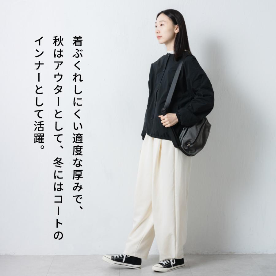 インナーダウン レディース カーディガン ジャンパー アウター 軽量 薄手 ノーカラー ジャケット コート 秋 冬 ボタン AH-1011 ノーカラーウォームジャケットW | AME TO HARE | 12