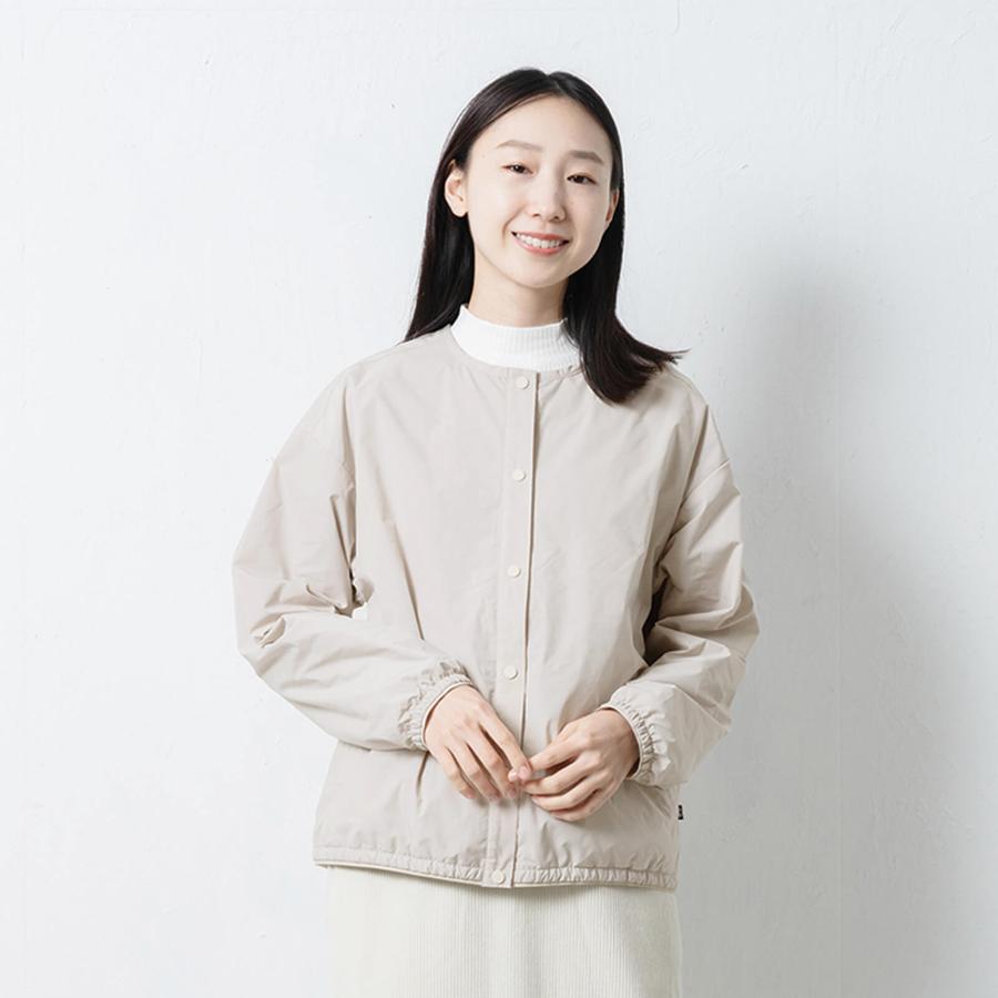 インナーダウン レディース カーディガン ジャンパー アウター 軽量 薄手 ノーカラー ジャケット コート 秋 冬 ボタン AH-1011 ノーカラーウォームジャケットW | AME TO HARE | 17