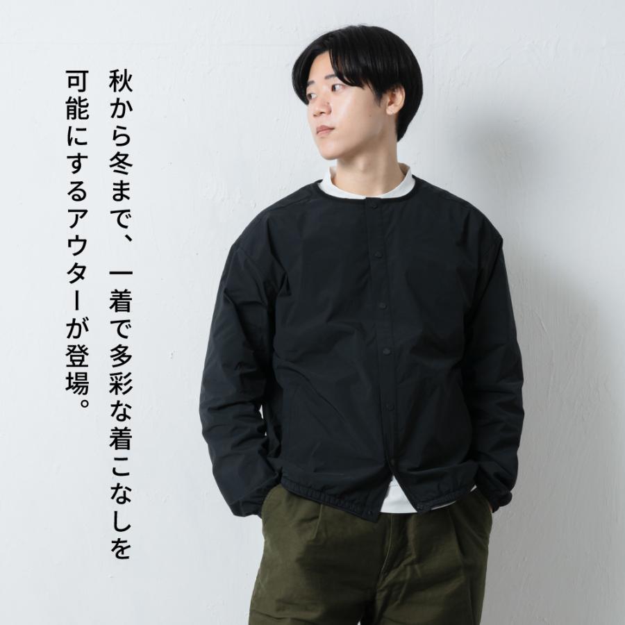 インナーダウン メンズ カーディガン ジャンパー アウター 軽量 薄手 ノーカラー ジャケット コート 秋 冬 ボタン AH-1012 ノーカラーウォームジャケットM | AME TO HARE | 09