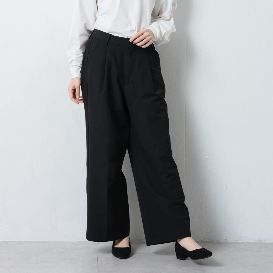 裏起毛 パンツ レディース ワイドパンツ 裏起毛パンツ ワイド 防寒 保温 防風 暖かい オフィス きれいめ おしゃれ ストレッチ AH-1013 ウォームワイドスラックス | AME TO HARE | 15