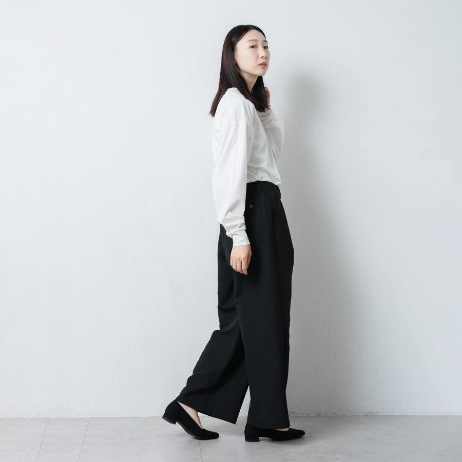 裏起毛 パンツ レディース ワイドパンツ 裏起毛パンツ ワイド 防寒 保温 防風 暖かい オフィス きれいめ おしゃれ ストレッチ AH-1013 ウォームワイドスラックス | AME TO HARE | 06