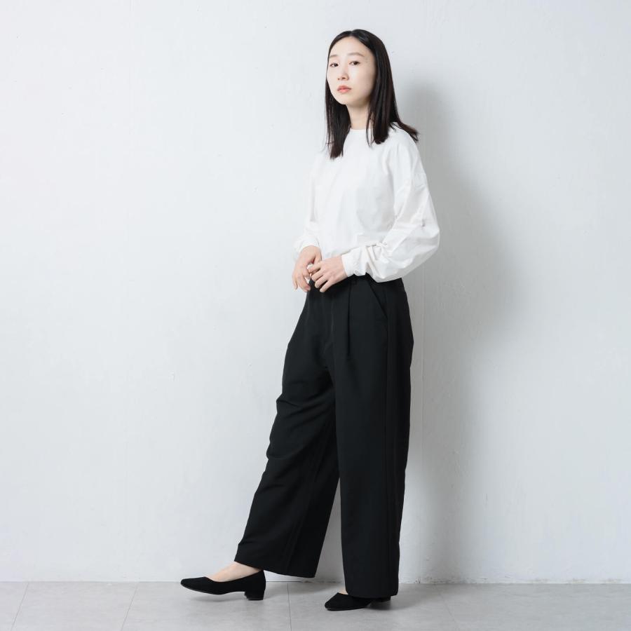 裏起毛 パンツ レディース ワイドパンツ 裏起毛パンツ ワイド 防寒 保温 防風 暖かい オフィス きれいめ おしゃれ ストレッチ AH-1013 ウォームワイドスラックス | AME TO HARE | 07