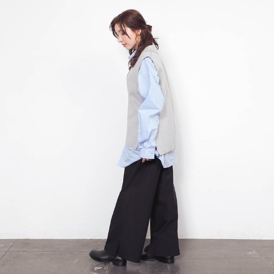 ワイドパンツ レディース  タックパンツ きれいめ ストレッチ 速乾 イージーケア スリット 涼しい カジュアル 美脚 股上深め デイリーワイドパンツ AH-1019 | AME TO HARE | 16