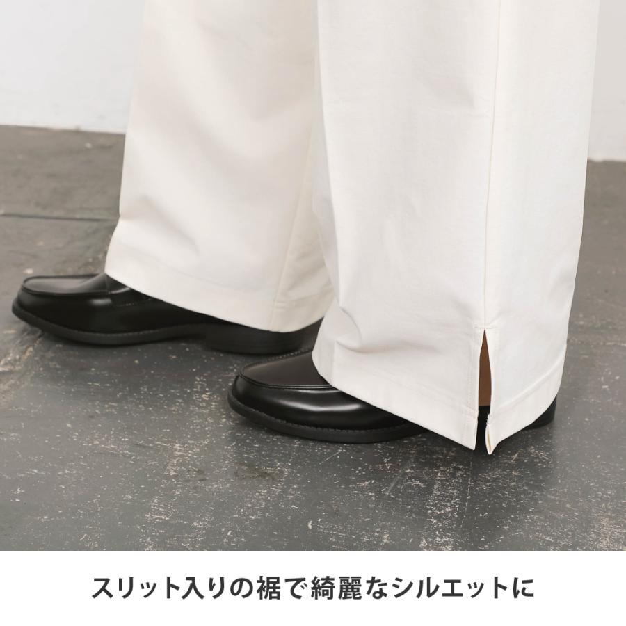 ワイドパンツ レディース  タックパンツ きれいめ ストレッチ 速乾 イージーケア スリット 涼しい カジュアル 美脚 股上深め デイリーワイドパンツ AH-1019 | AME TO HARE | 05