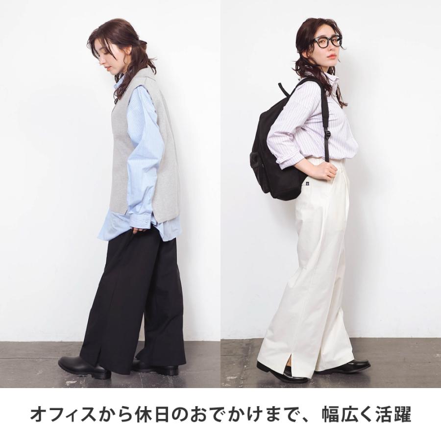 ワイドパンツ レディース  タックパンツ きれいめ ストレッチ 速乾 イージーケア スリット 涼しい カジュアル 美脚 股上深め デイリーワイドパンツ AH-1019 | AME TO HARE | 07