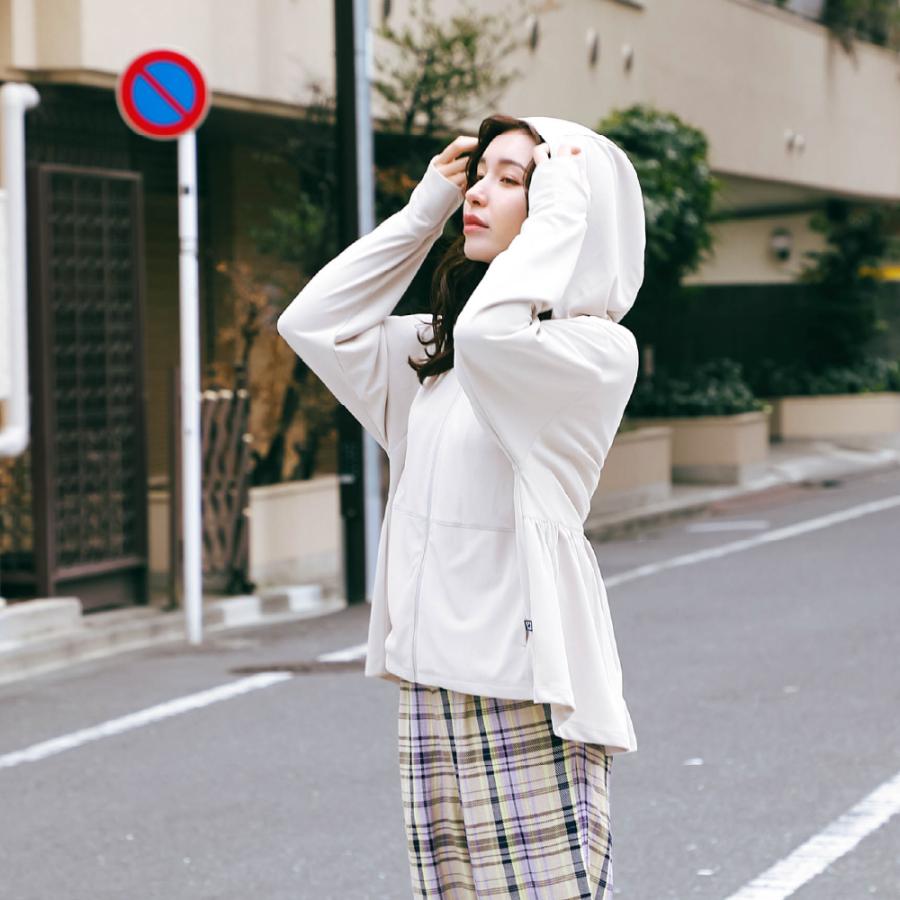 UVパーカー レディース 接触冷感 UVカット UPF50+ 吸水速乾 バックフリル パーカー 指穴 サムホール きれいめ 薄手 涼しい 長袖 ドライタッチUVパーカー AH-1020 | AME TO HARE | 12